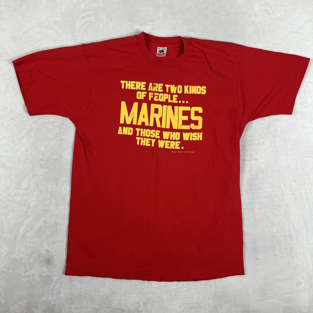 Vintage Marines T-Shirt Mens XL Red There Are Two Kinds People Graphic USA 80s
